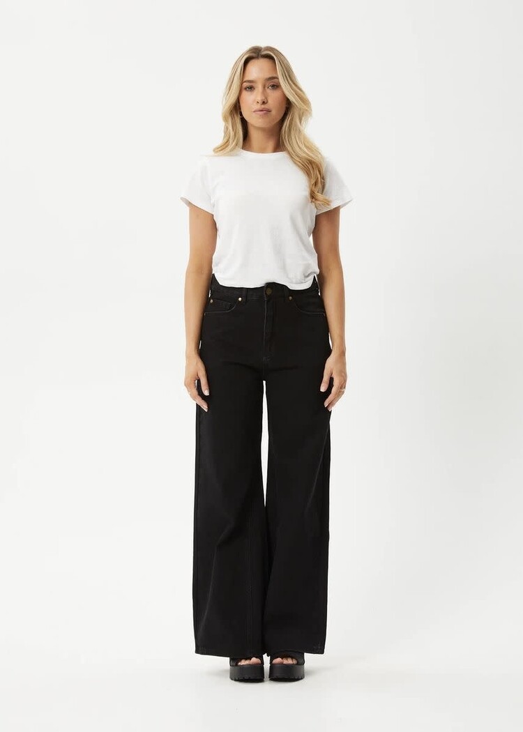AFENDS AFENDS Gigi Organic Denim Flared Jeans Washed Black