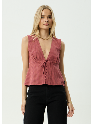 AFENDS AFENDS Dahlia Indy Hemp Short Sleeve Top Rose Check