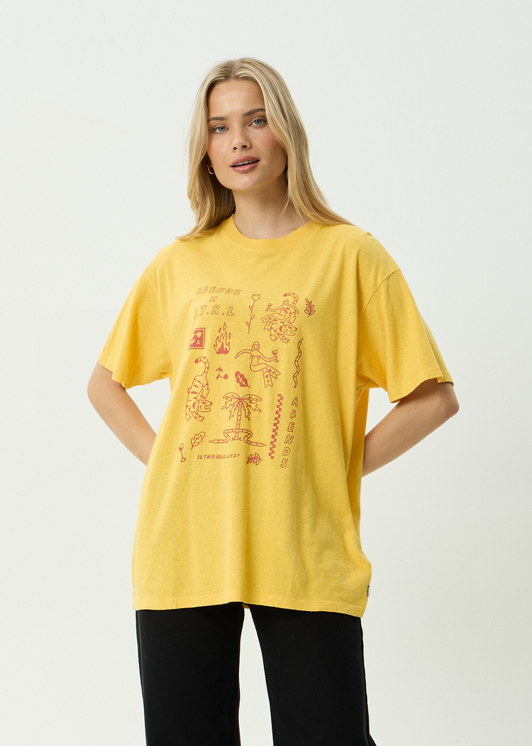 AFENDS 01D AFENDS HOLLY HEMP OVERSIZED TEE MANGO