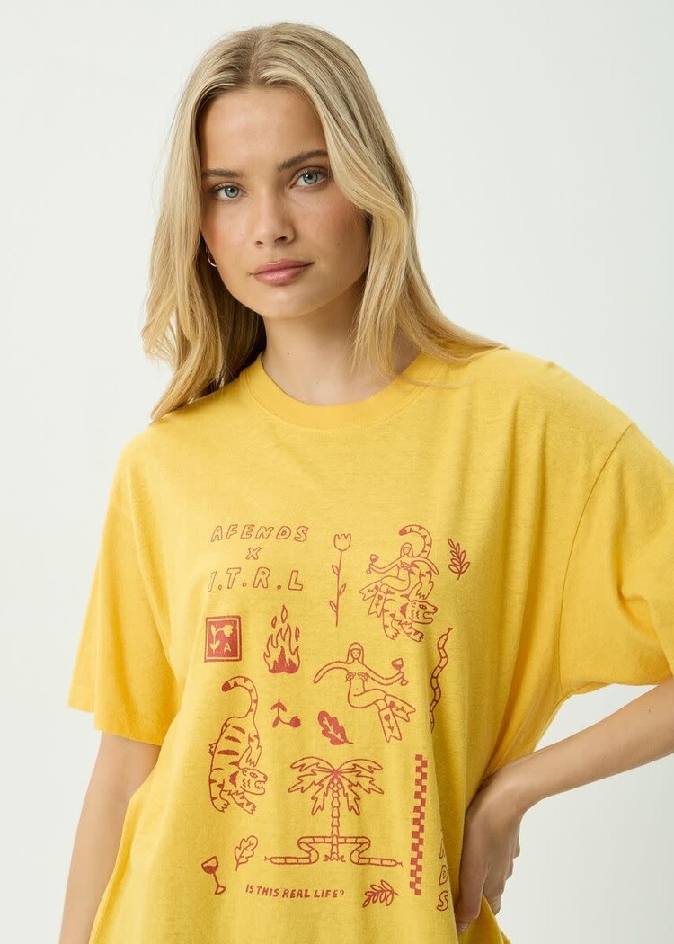 AFENDS 01D AFENDS HOLLY HEMP OVERSIZED TEE MANGO