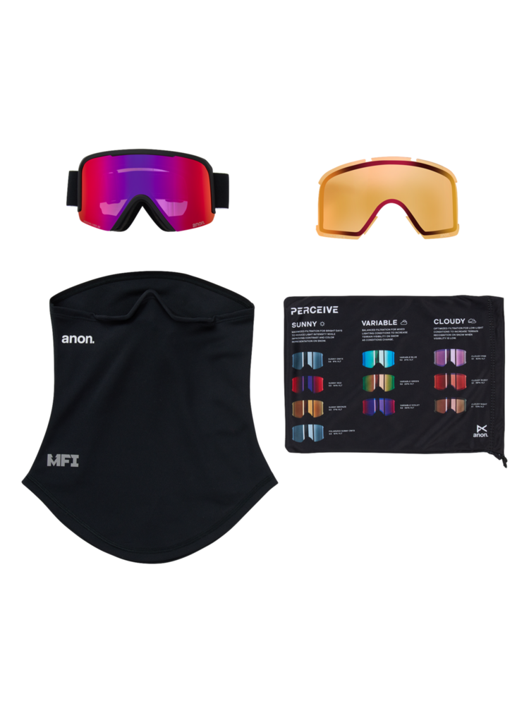 ANON ANON Nesa S Goggles + Bonus Lens + MFI® Face Mask Black/Perceive Sunny Red
