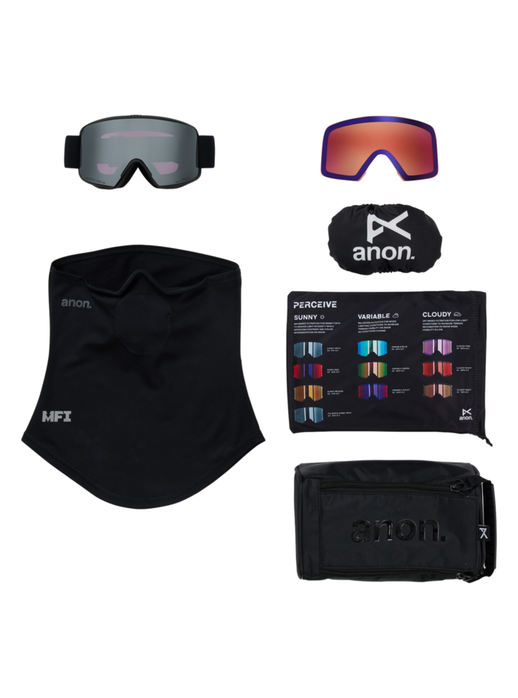 ANON ANON M6S Goggles + Bonus Lens + MFI® Face Mask Smoke/Perceive Sunny Onyx