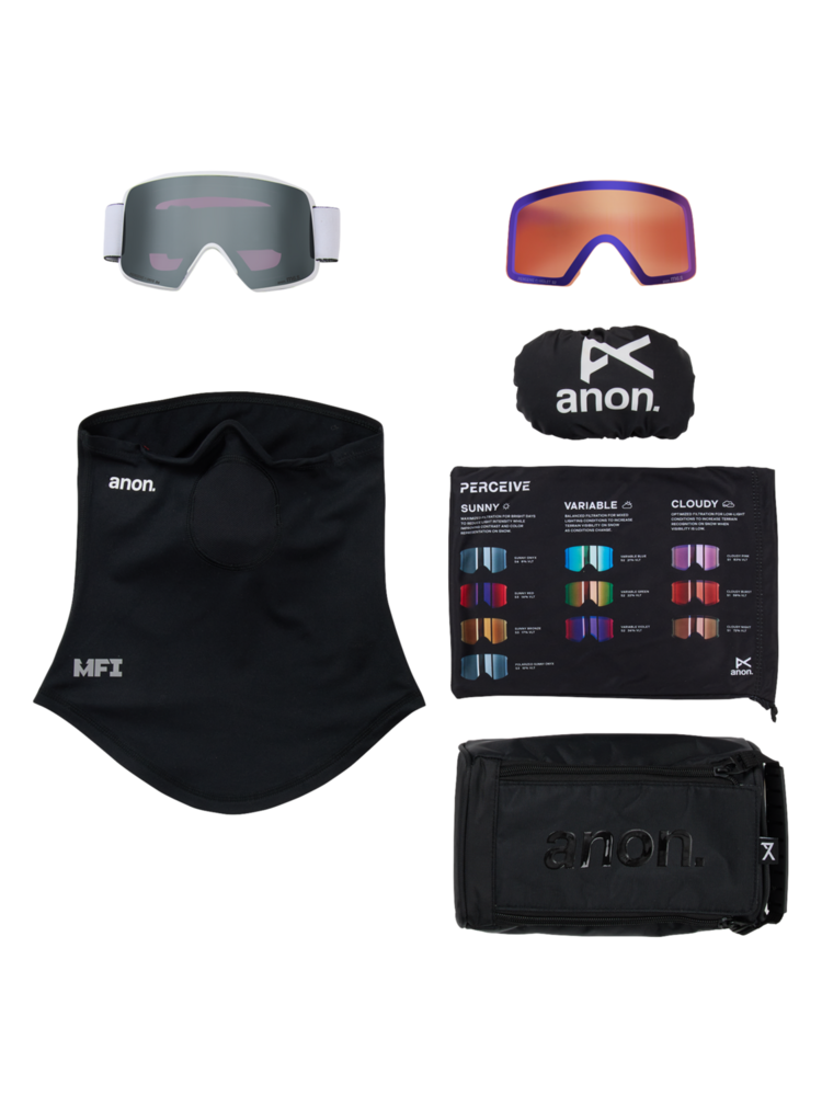 ANON ANON M6S Goggles + Bonus Lens + MFI® Face Mask White/Perceive Sunny Onyx