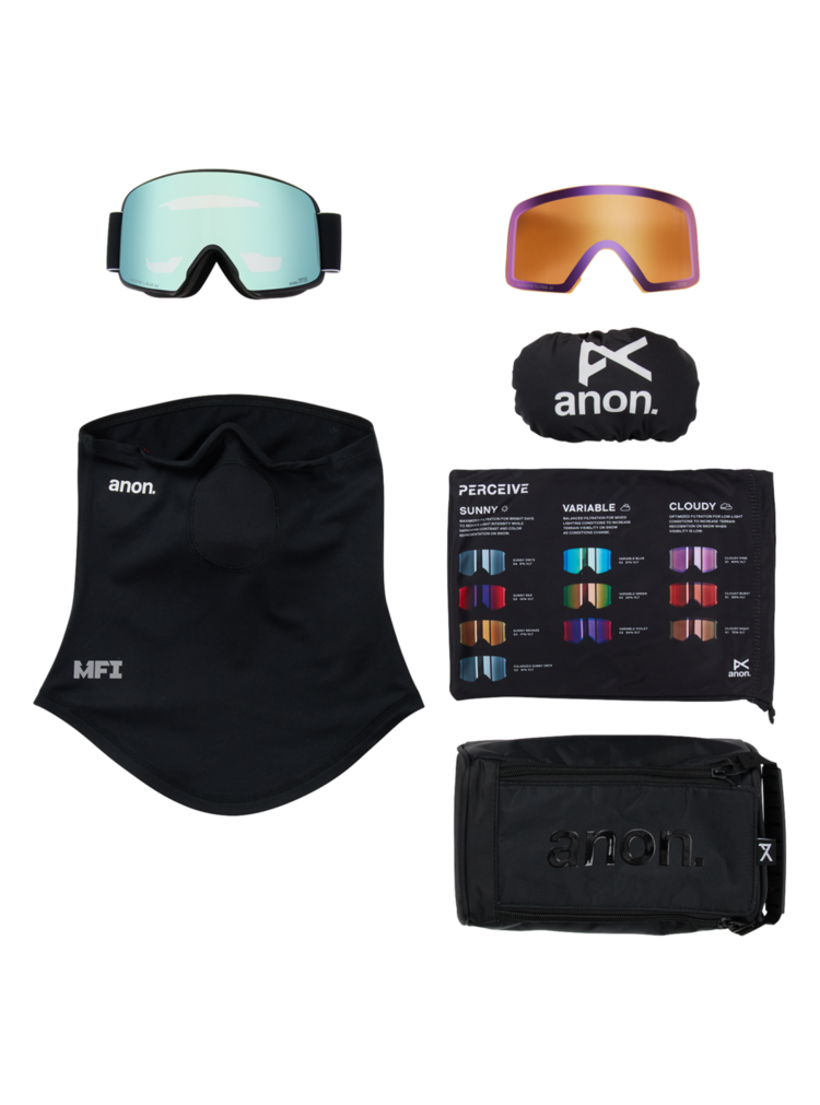 ANON ANON M6 Goggles + Bonus Lens + MFI® Face Mask Black/Perceive Variable Blue