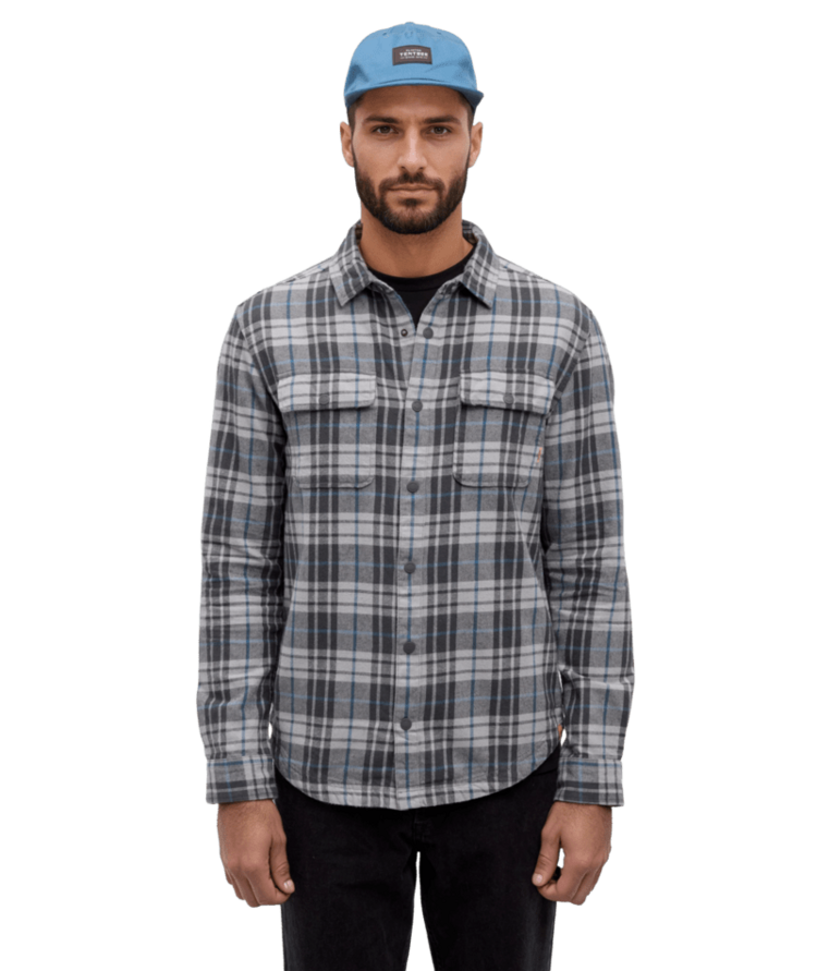 TENTREE 68B TENTREE M KAPOK FLANNEL COLVILLE GRAPHITE/SPRUCE PLAID