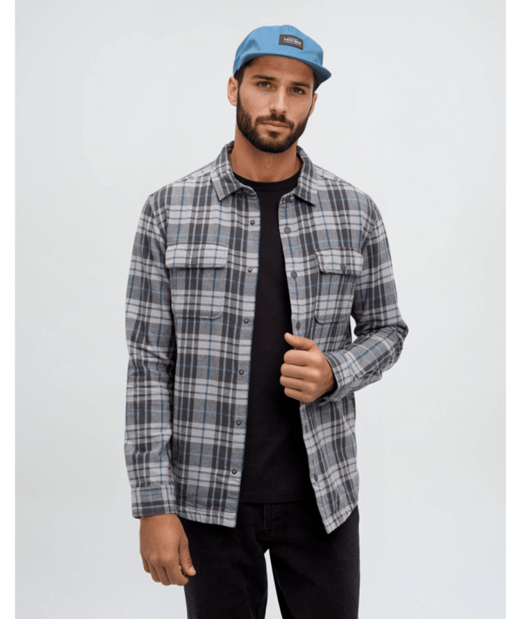 TENTREE 68B TENTREE M KAPOK FLANNEL COLVILLE GRAPHITE/SPRUCE PLAID