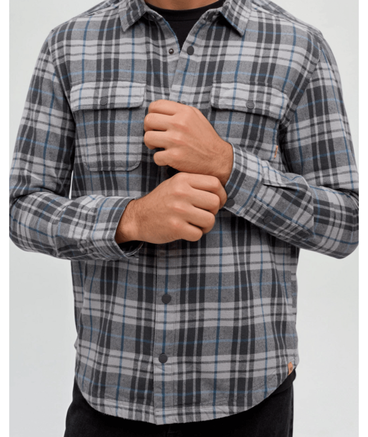 TENTREE 68B TENTREE M KAPOK FLANNEL COLVILLE GRAPHITE/SPRUCE PLAID