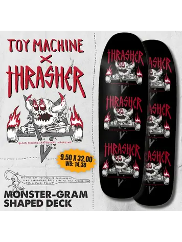 TOY MACHINE X Thrasher Monster-Gram Shaped Deck 9.5