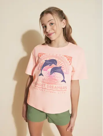 ROXY ROXY Girls' Ocean Life Oversized Tee Veiled Rose