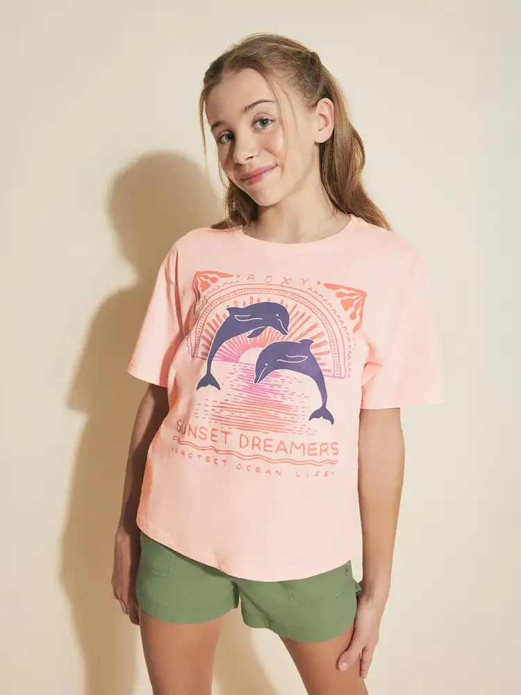 ROXY ROXY Girls' Ocean Life Oversized Tee Veiled Rose