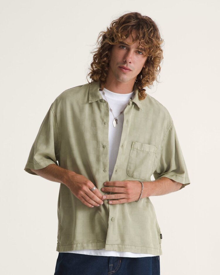 VANS VANS Van Doren Check Camp T-Shirt Soft Sage Green