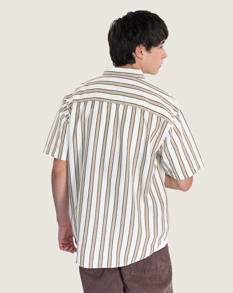 VANS VANS Lawson Stripe Shirt White / Potting Soil Brown