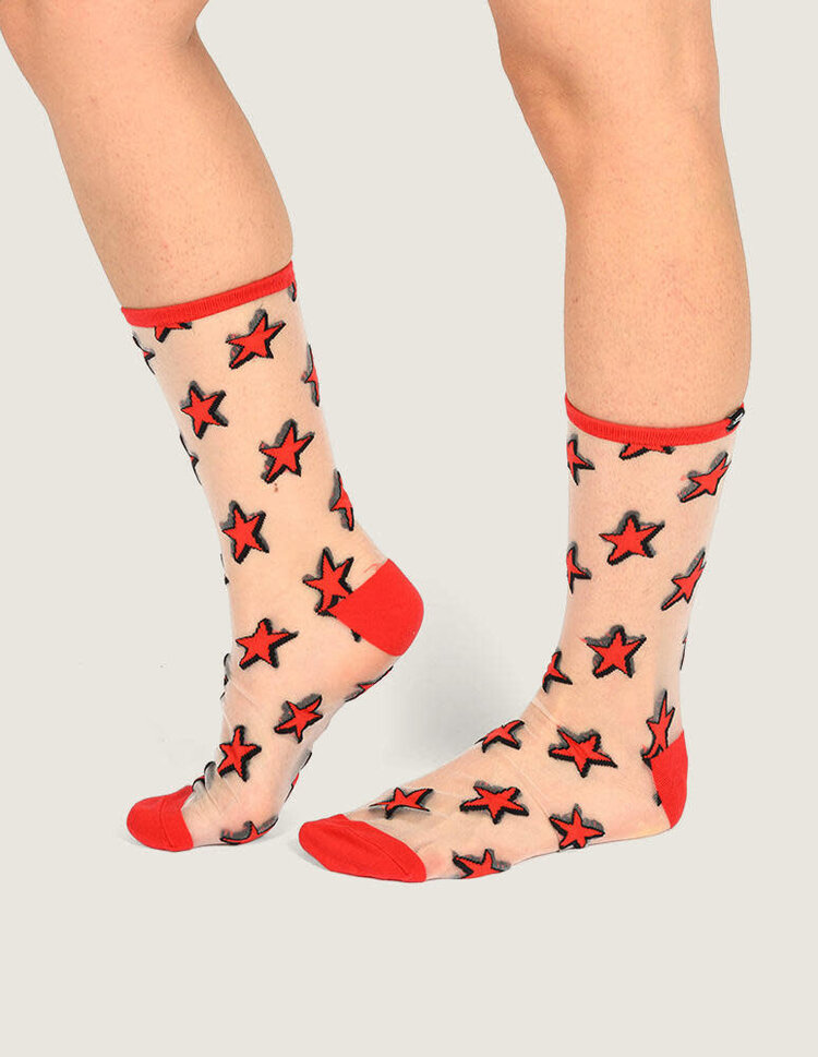 VANS VANS Hazy Sheer Crew Socks Racing Red