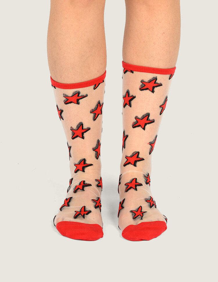 VANS VANS Hazy Sheer Crew Socks Racing Red