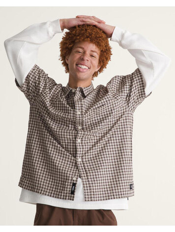 VANS VANS Larkspur Mini Plaid Shirt Oatmeal Beige / Demitasse Brown