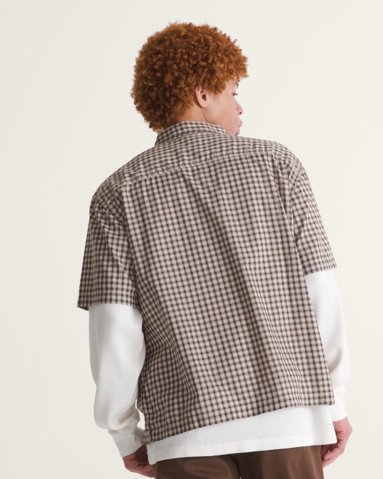 VANS VANS Larkspur Mini Plaid Shirt Oatmeal Beige / Demitasse Brown