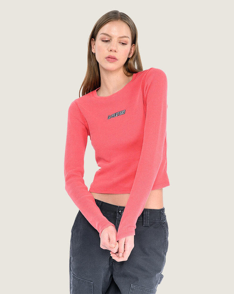 VANS VANS Teri Waffle Long Sleeve Shirt Crimson Haze Red