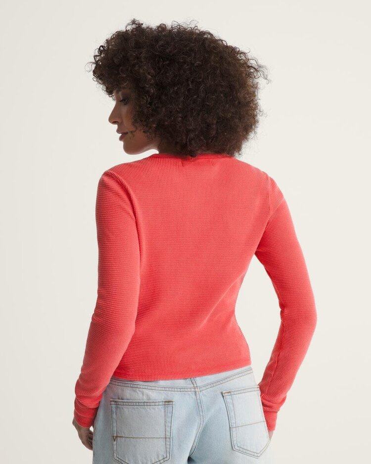 VANS VANS Teri Waffle Long Sleeve Shirt Crimson Haze Red