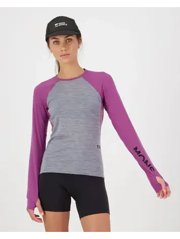 MONS ROYALE MONS ROYALE Bella Merino Long Sleeve Purple Bolt / Grey Heather
