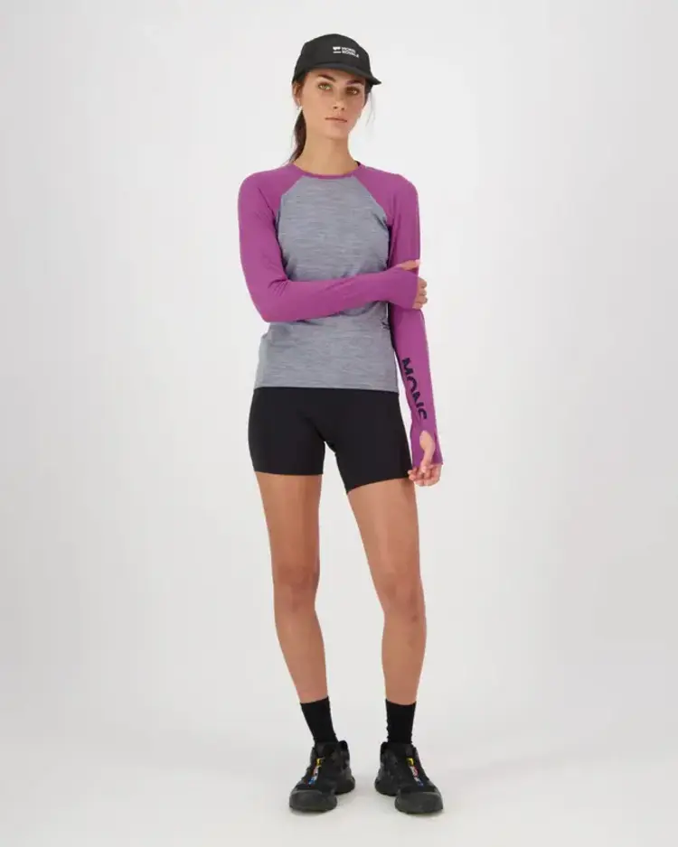MONS ROYALE MONS ROYALE Bella Merino Long Sleeve Purple Bolt / Grey Heather