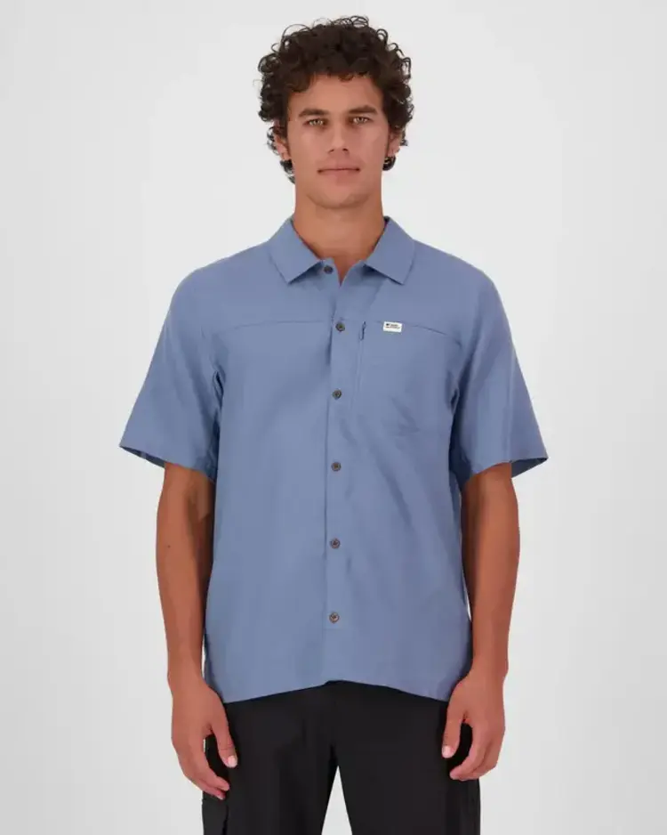 MONS ROYALE MONS ROYALE At Merino Short Sleeve Shirt Horizon Blue