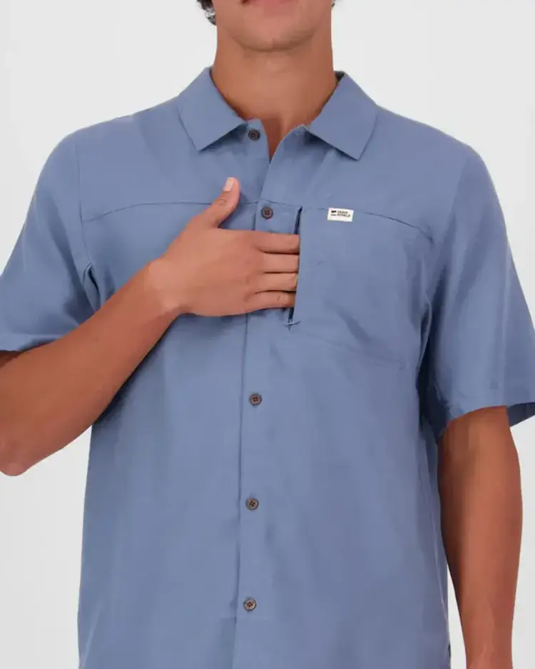 MONS ROYALE MONS ROYALE At Merino Short Sleeve Shirt Horizon Blue