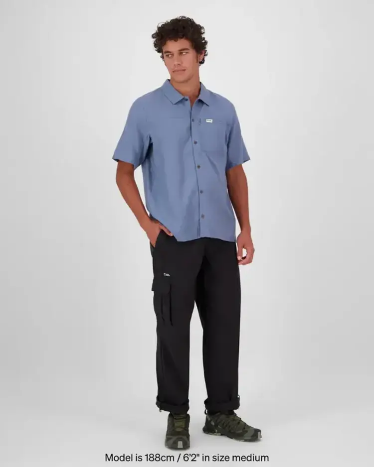 MONS ROYALE MONS ROYALE At Merino Short Sleeve Shirt Horizon Blue