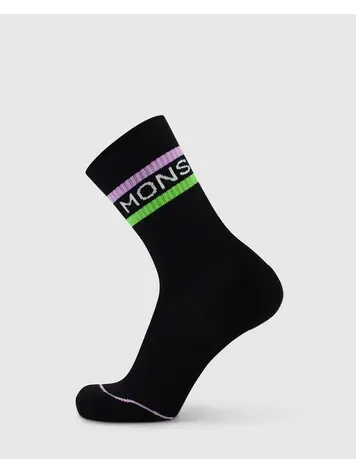 MONS ROYALE MONS ROYALE Signature Merino Crew Sock Black / Lime / Purple