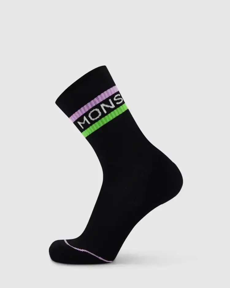 MONS ROYALE MONS ROYALE Signature Merino Crew Sock Black / Lime / Purple