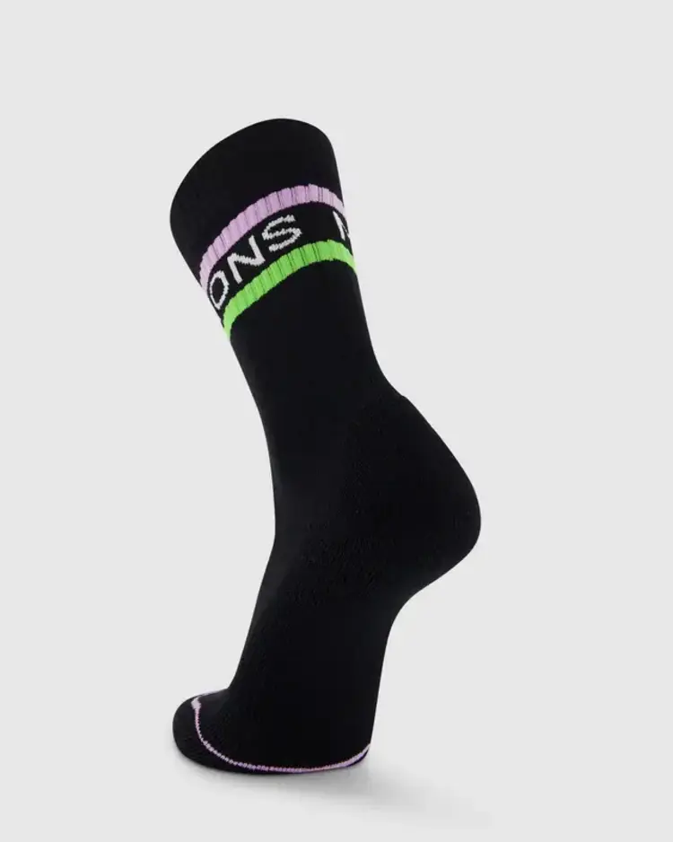 MONS ROYALE MONS ROYALE Signature Merino Crew Sock Black / Lime / Purple