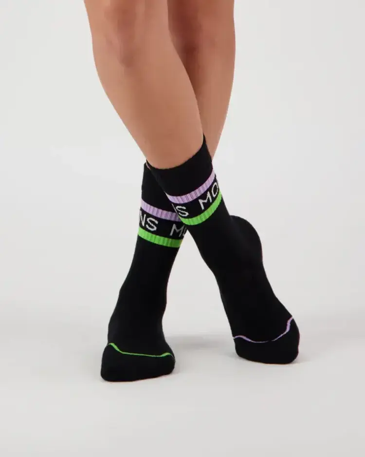 MONS ROYALE MONS ROYALE Signature Merino Crew Sock Black / Lime / Purple
