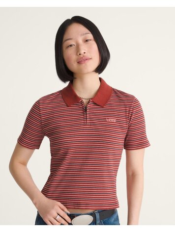 VANS VANS Priscilla Polo Y/D Stripe Short Sleeve Top Poppy Ember