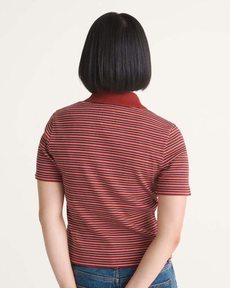 VANS VANS Priscilla Polo Y/D Stripe Short Sleeve Top Poppy Ember