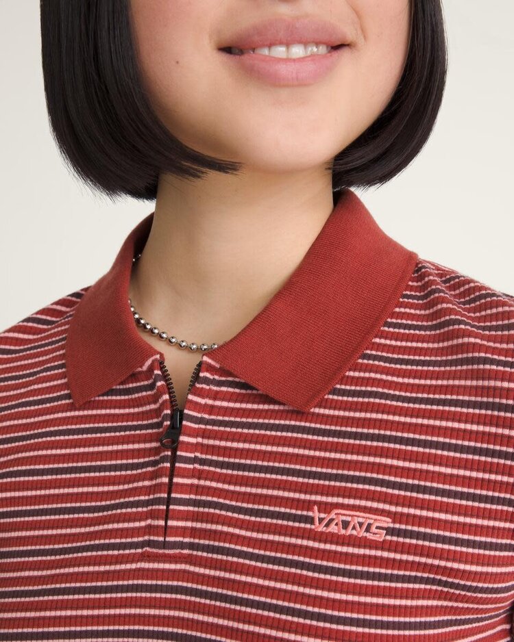 VANS VANS Priscilla Polo Y/D Stripe Short Sleeve Top Poppy Ember
