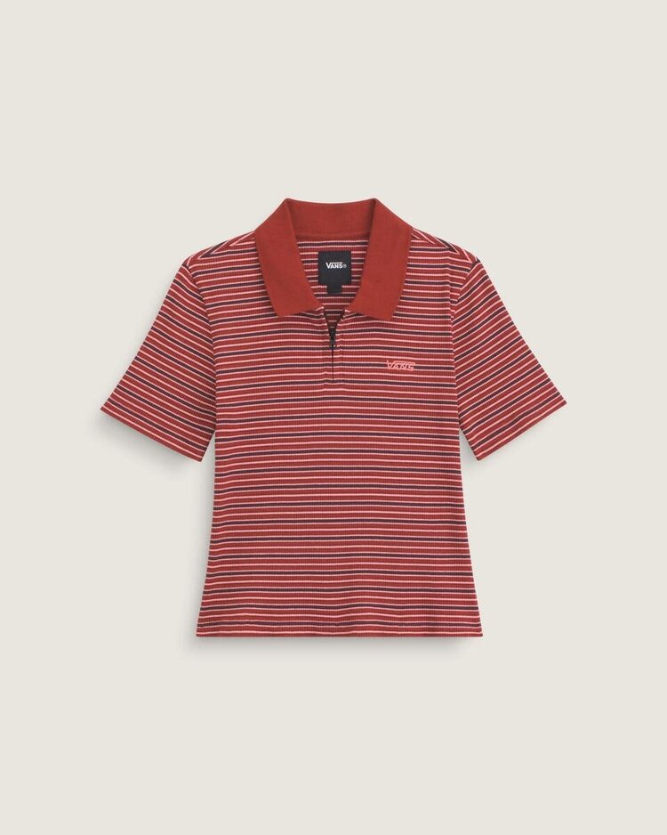 VANS VANS Priscilla Polo Y/D Stripe Short Sleeve Top Poppy Ember
