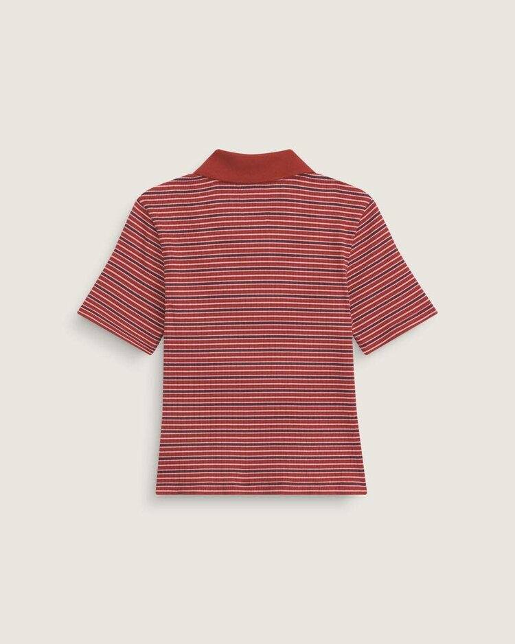 VANS VANS Priscilla Polo Y/D Stripe Short Sleeve Top Poppy Ember