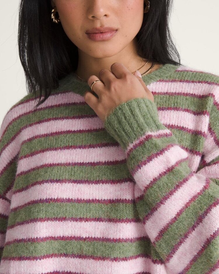 VANS VANS Rollins Stripe Sweater Green Balsam Mystic Mulberry