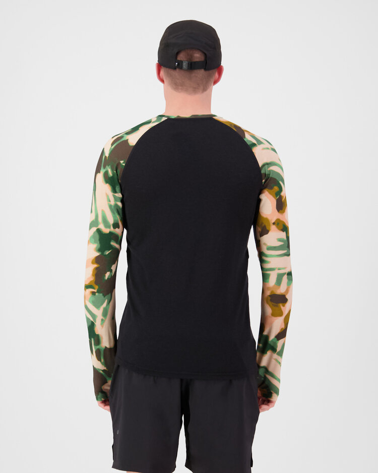 MONS ROYALE MONS ROYALE Mens Temple Merino Long Sleeve Bush Camo / Black