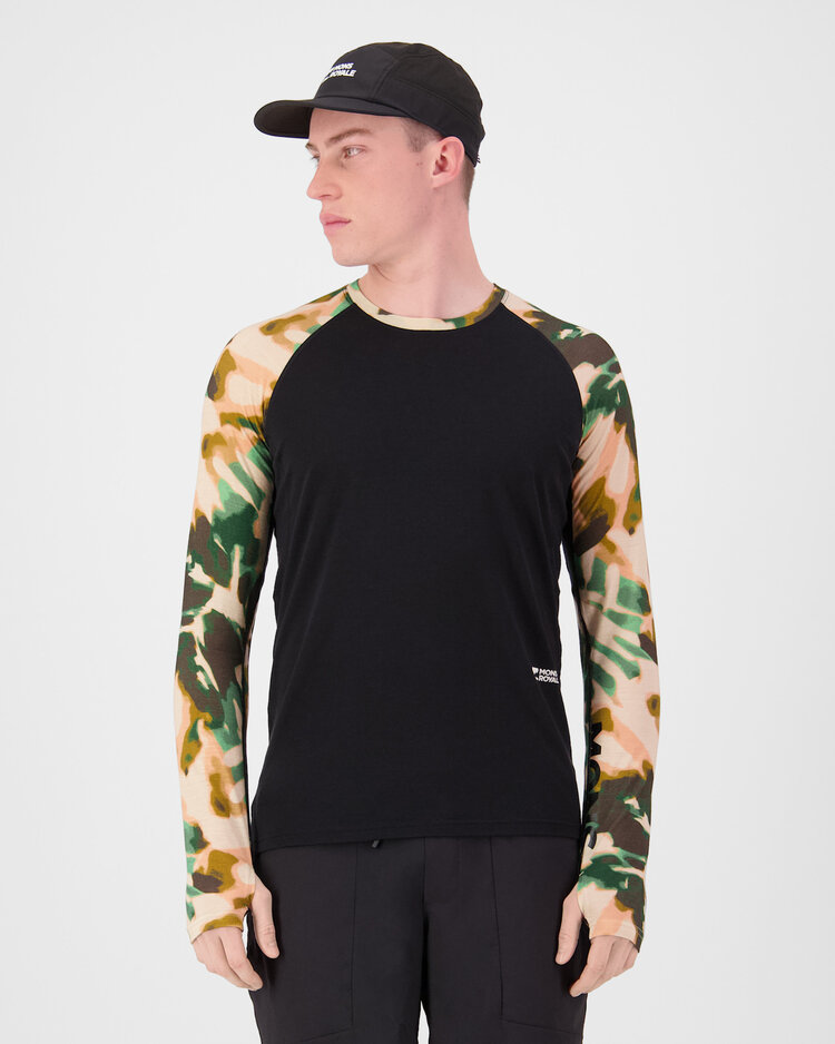MONS ROYALE MONS ROYALE Mens Temple Merino Long Sleeve Bush Camo / Black