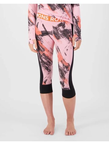 MONS ROYALE MONS ROYALE Womens Cascade Merino Base Layer 3/4 Legging Paintbrush Pink / Black