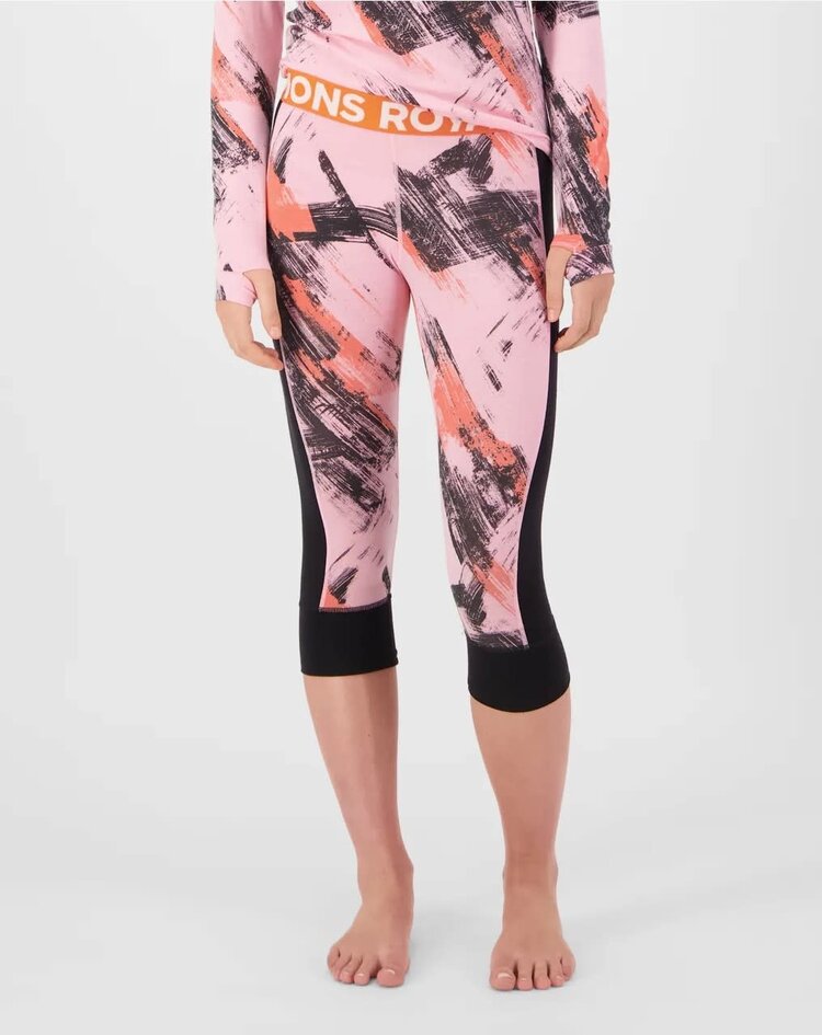 MONS ROYALE MONS ROYALE Womens Cascade Merino Base Layer 3/4 Legging Paintbrush Pink / Black
