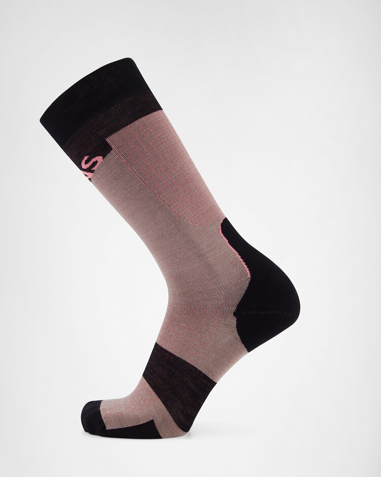 MONS ROYALE MONS ROYALE Unisex Pro Lite Merino Snow Sock Cinder / Flamingo / Black