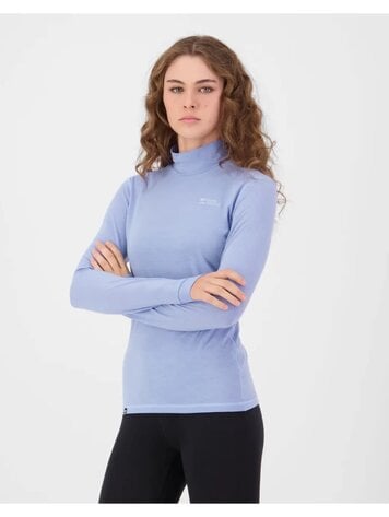 MONS ROYALE MONS ROYALE Womens Cascade Merino Base Layer Mock Neck Long Sleeve Moonstone