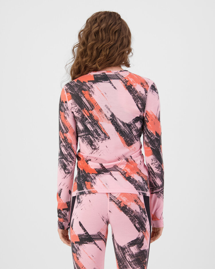 MONS ROYALE MONS ROYALE Womens Cascade Merino Base Layer Long Sleeve Paintbrush Pink