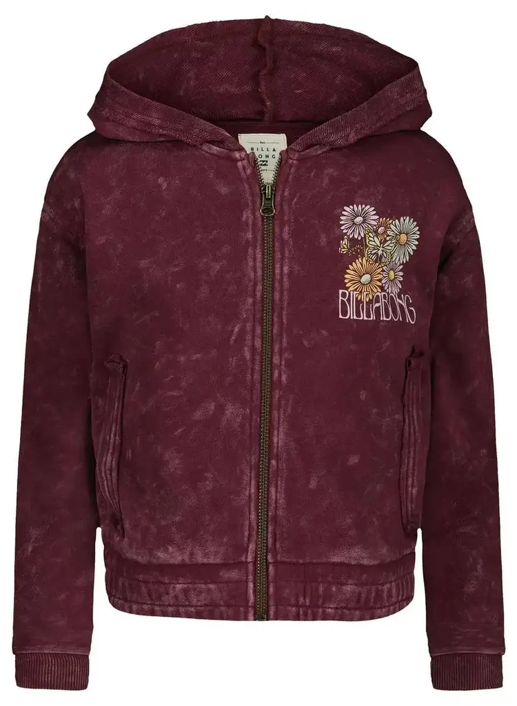BILLABONG ROXY Girls Wildflower Zip Sweatshirt Crushed Violets