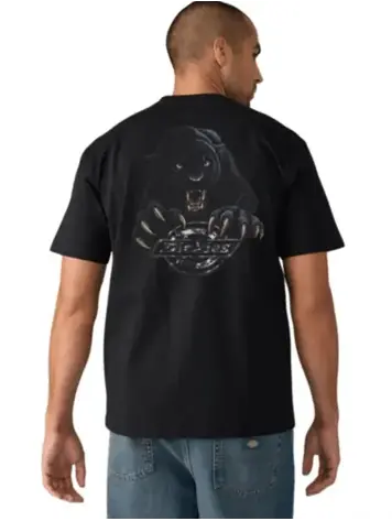 DICKIES 07A DICKIES MENS DICKIES S/S PANTHER METAL TEE BLACK