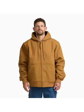 DICKIES 70C DICKIES MENS HOODED DUCK BOMBER JACKET BROWN DUCK