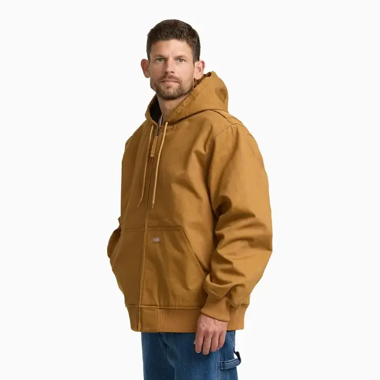 DICKIES 70C DICKIES MENS HOODED DUCK BOMBER JACKET BROWN DUCK