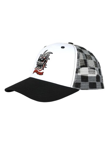 SANTA CRUZ SANTA CRUZ TRUCKER HAT SC GREMLIN WHITE/CHECKER