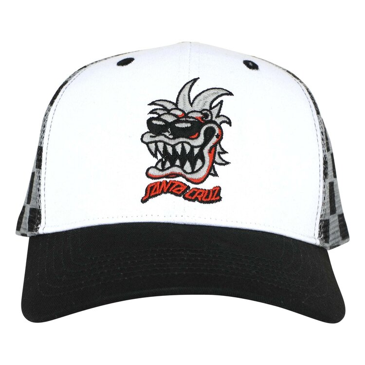 SANTA CRUZ SANTA CRUZ TRUCKER HAT SC GREMLIN WHITE/CHECKER